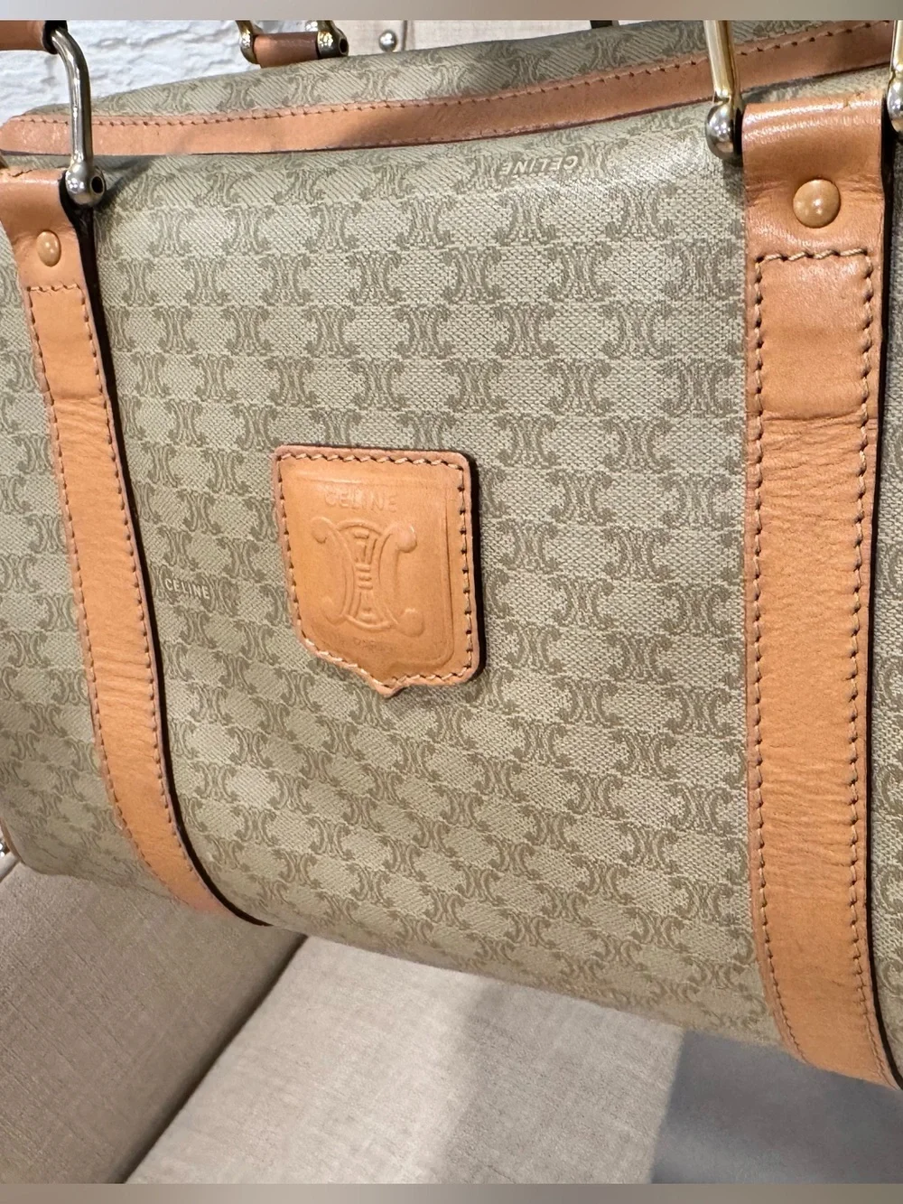 Vintage Celine Macadam Boston Bag — Brown Monogram Canvas